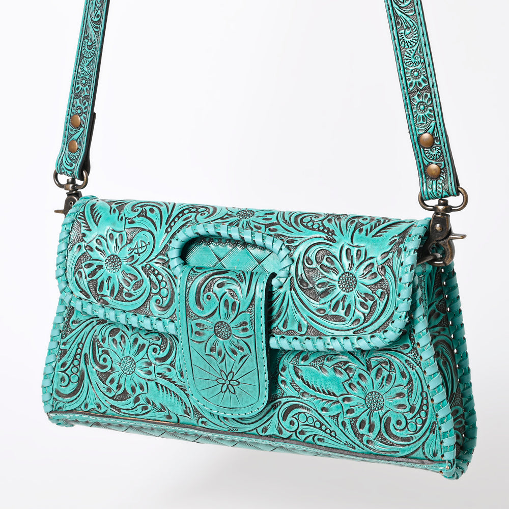 ADBG1134 American Darling Hand Tooled Floral Leather Wallet Bag Clutch & Crossbody Handbag