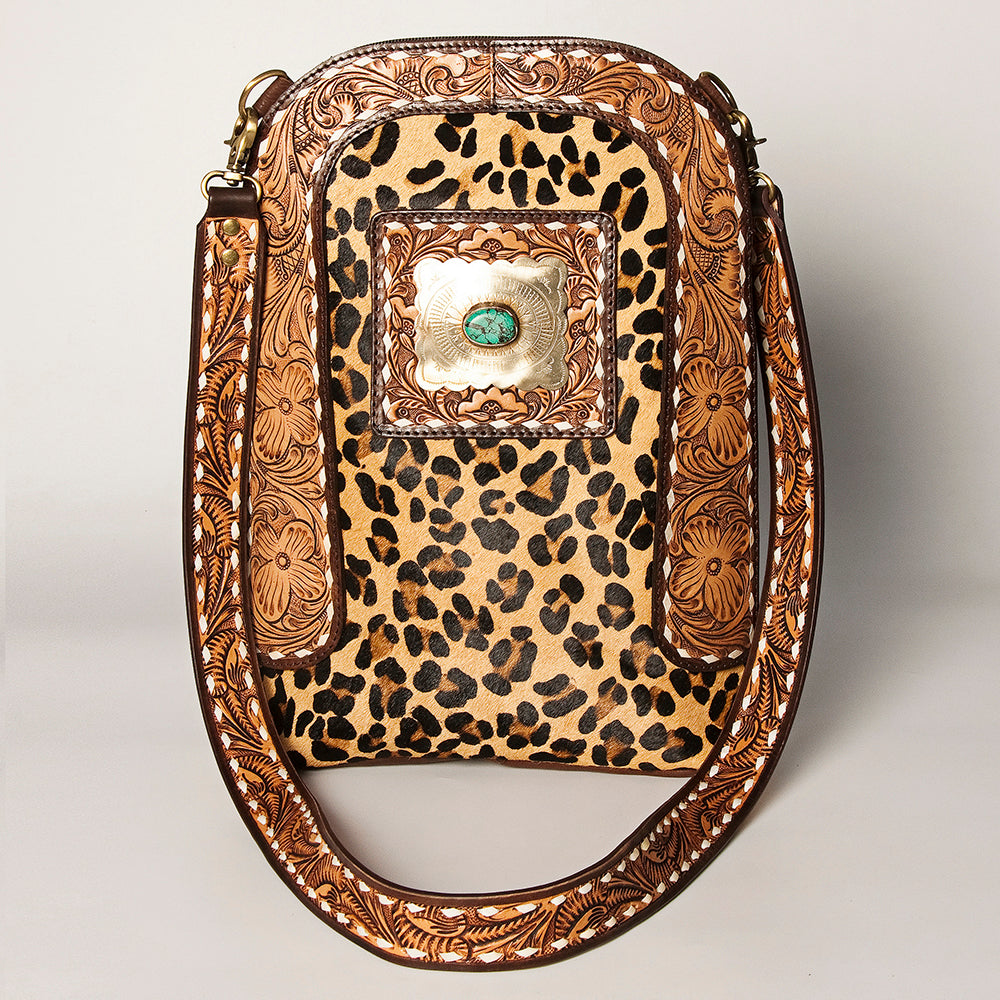 ADBGA251 American Darling Hair-On Cowhide Large Cross body Bag Hand Tooled Leather