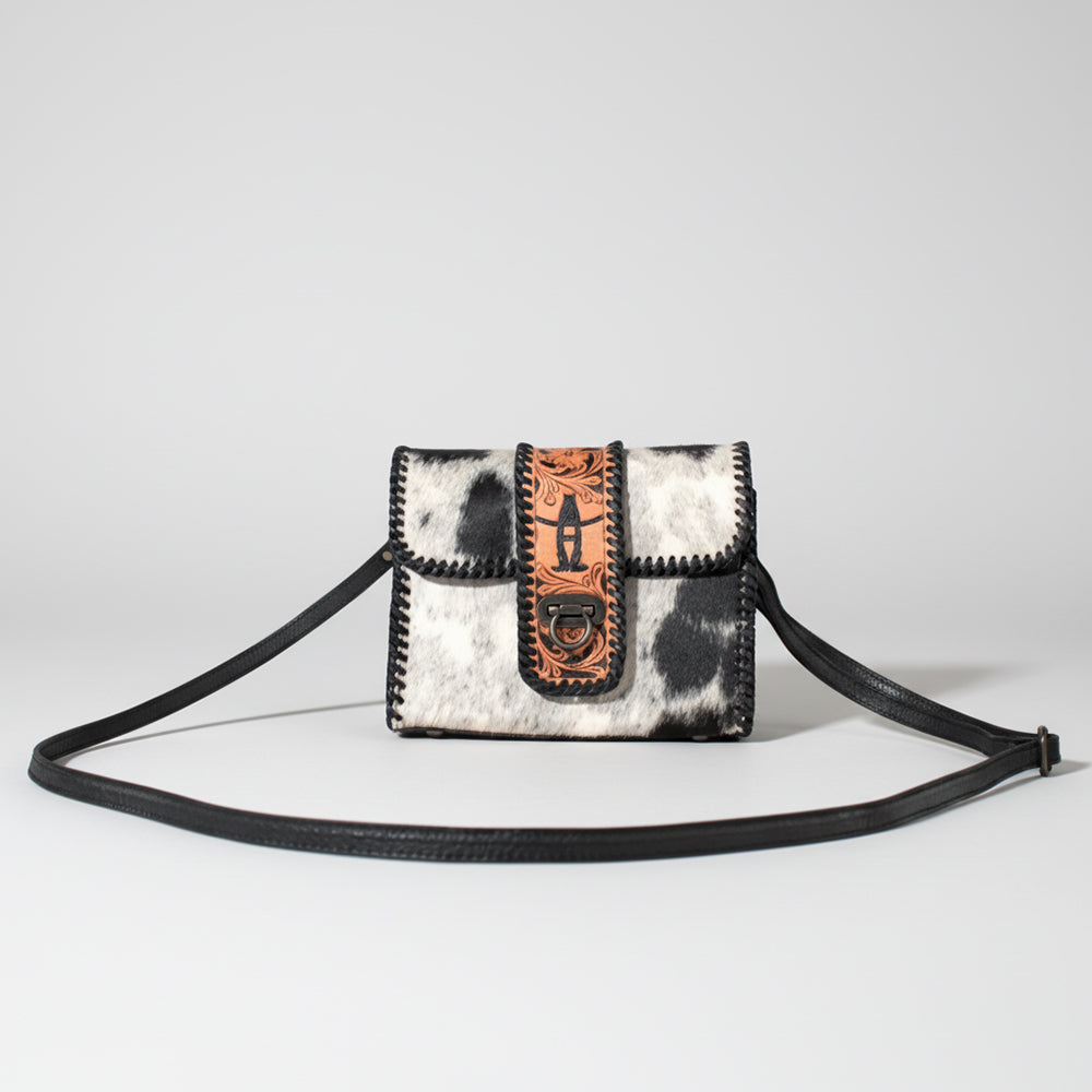 Laurel Rodeo Genuine Handtooled and Hair on Leather Crossbody Bag