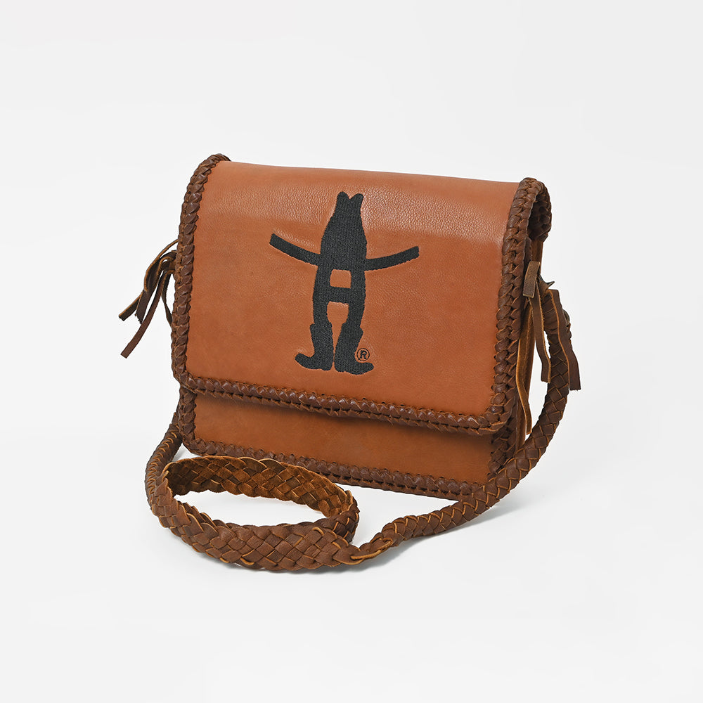 Frontier Rodeo Genuine Leather  Black Embroidered Crossbody Bag