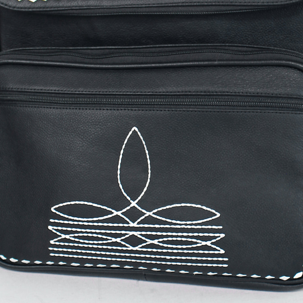 Midnight Rodeo Black Bootstitch Grain Leather Backpack