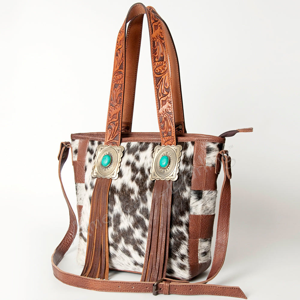 ADBG781 American Darling Western Leather Tote Bag - Handcrafted Hair-On Cowhide Purse