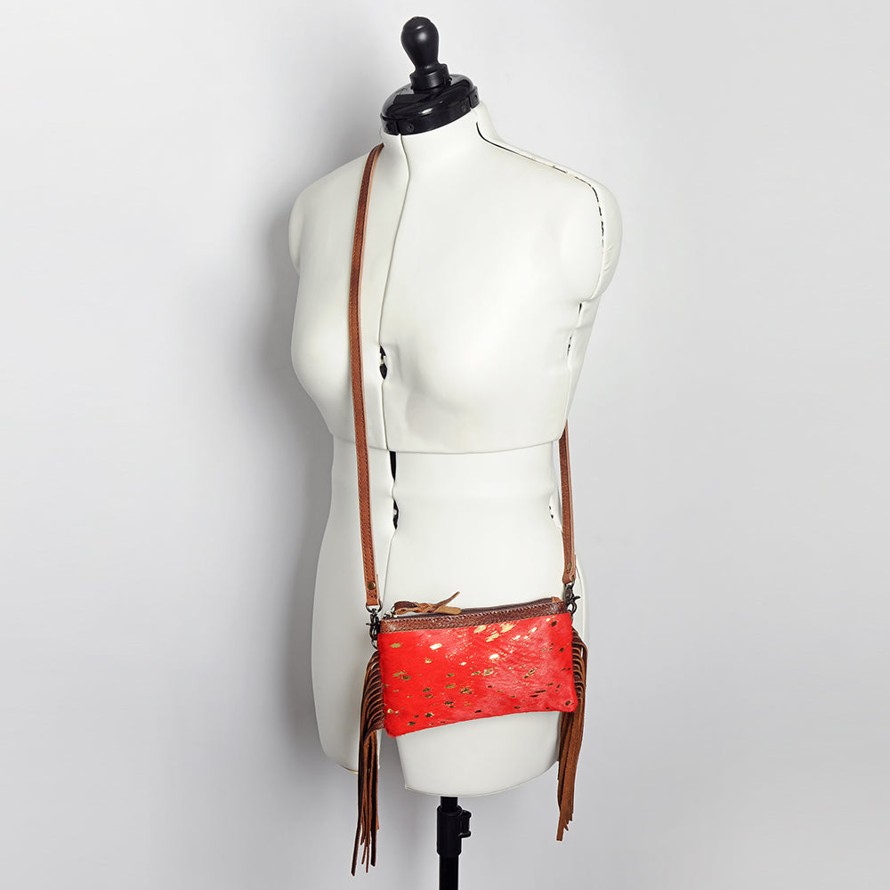 LC-ADBGS142 Hair-On Mini Crossbody - Western Leather Purse with Adjustable Strap