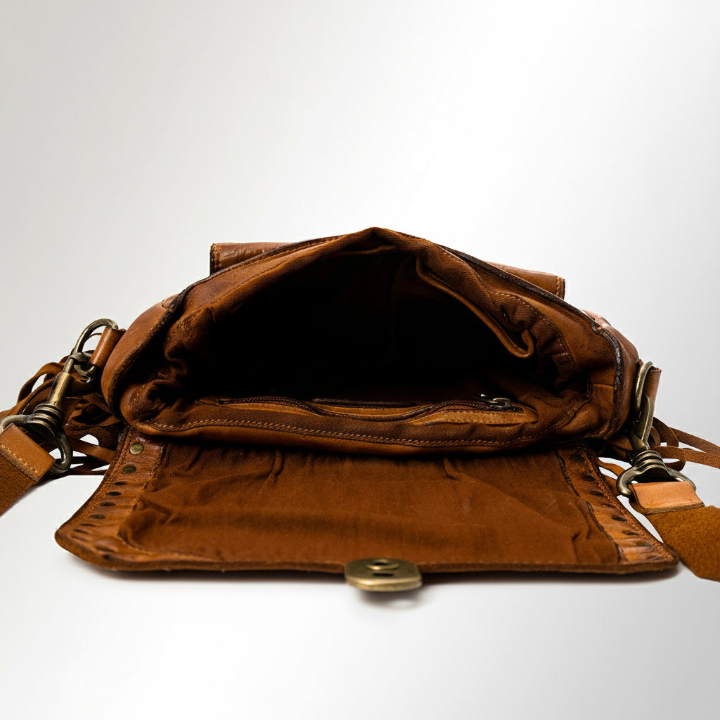 SWC170 Flap-Front Studded Crossbody Bag