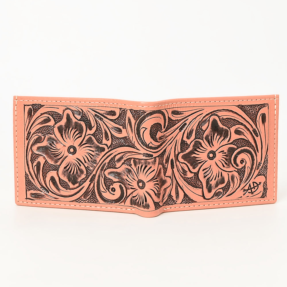 ADBG1236 American Darling Hand Tooled Leather Bifold Wallet -Floral Carved Purse