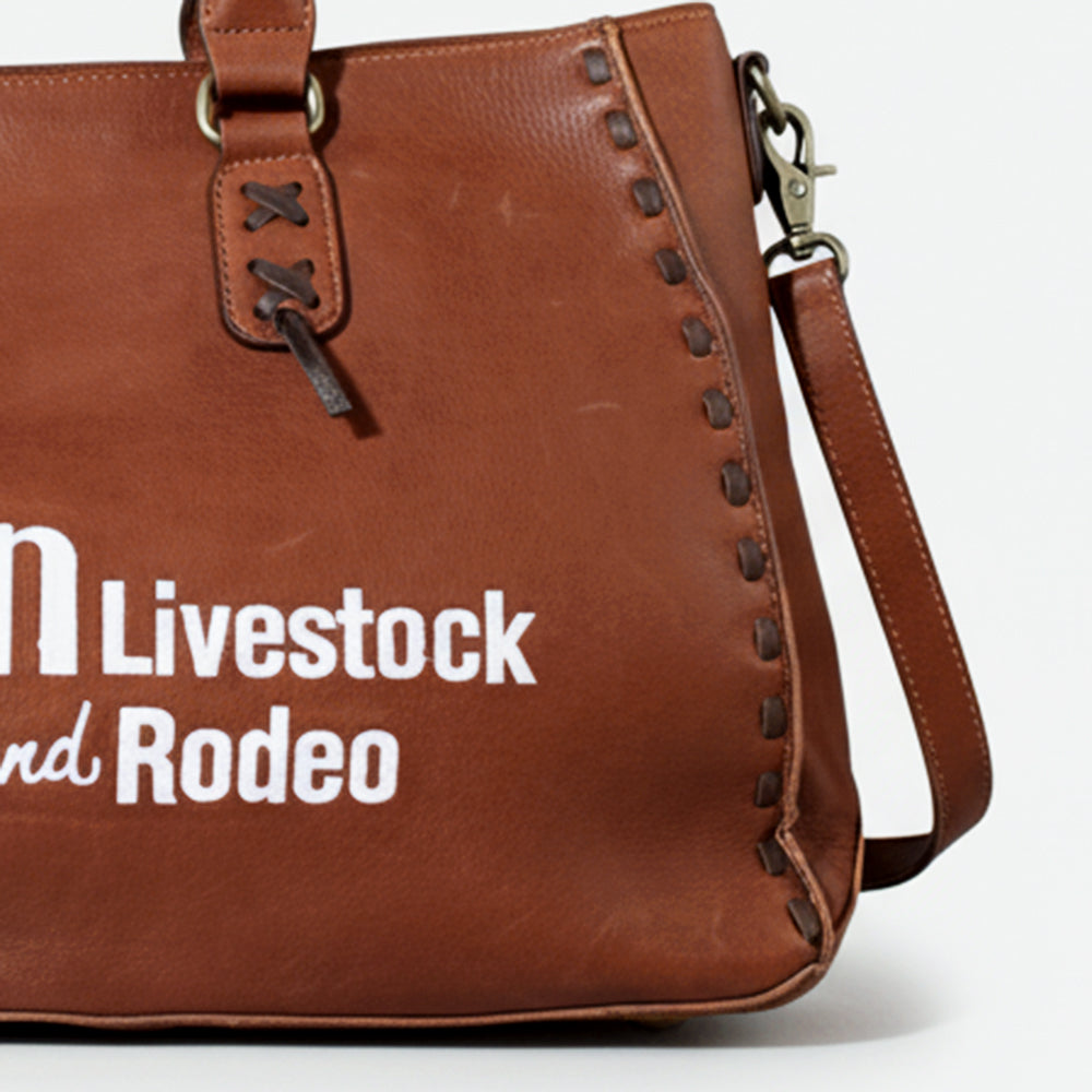 Magnolia Rodeo Genuine Leather White Embroidered Tote Bag
