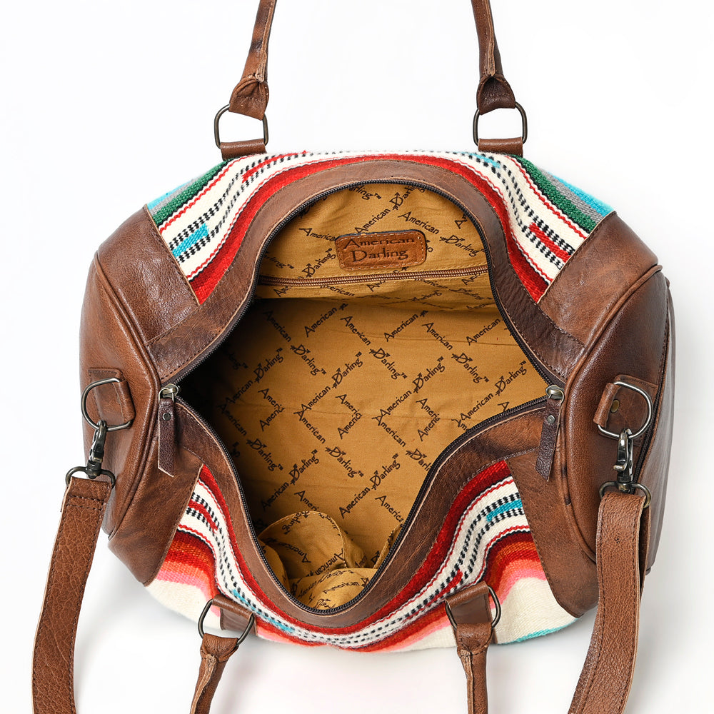 LC-ADBGS174J Serape Wool & Leather Duffle Bag - Colorful Western Travel Weekender
