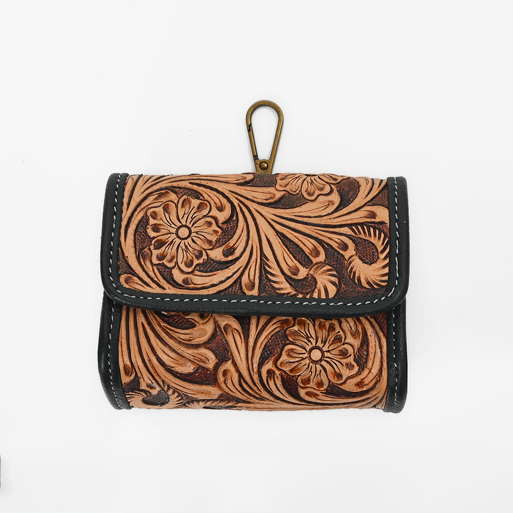 ADCHA127 American Darling Genuine Hand-Tooled Floral Leather Flap Pouch Clip