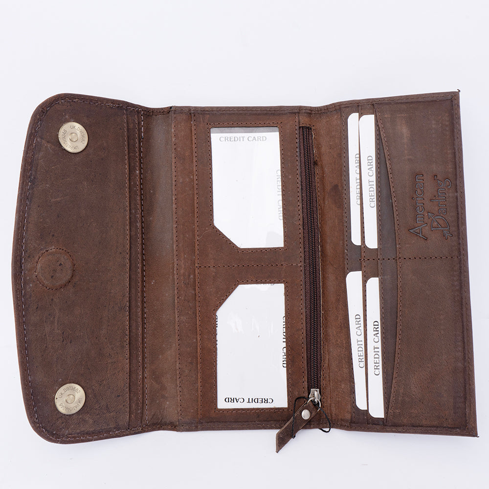 ADBGM102 Western Floral Tooled Leather Wallet - by American Darling