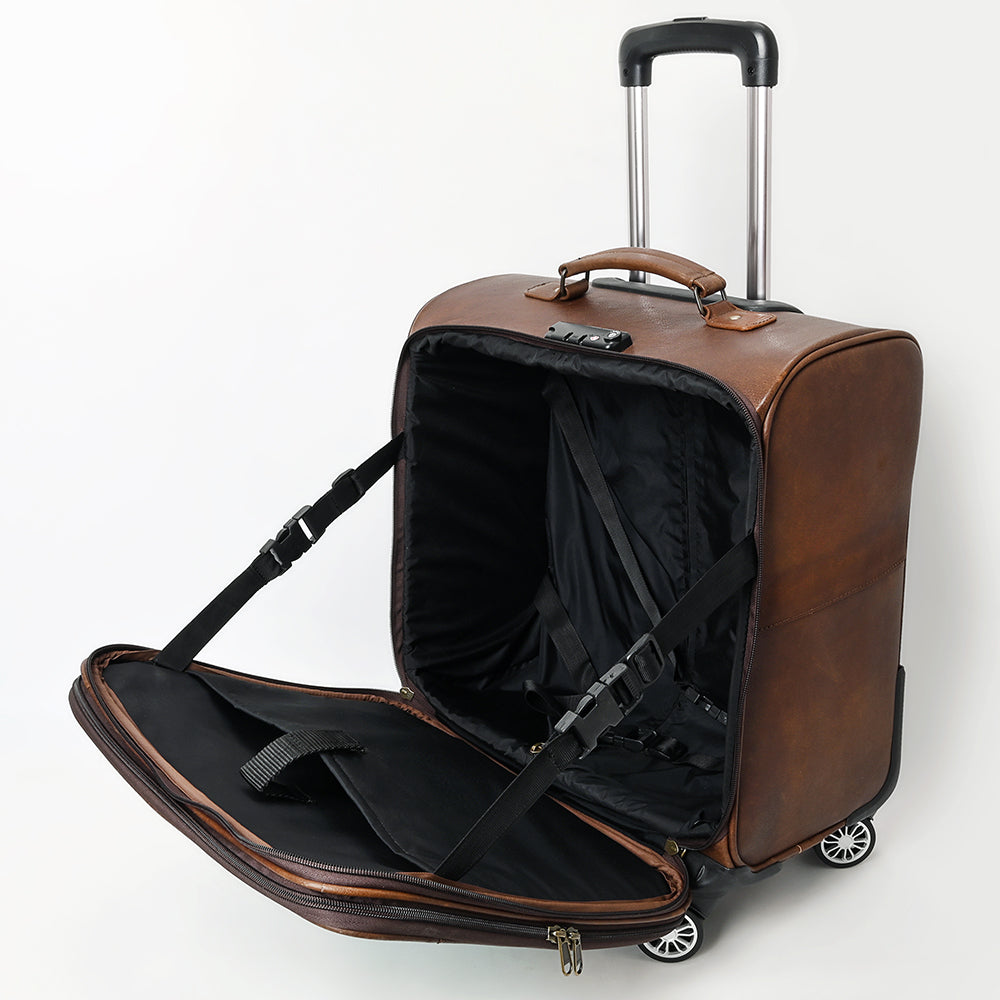 ADBG1569 American Darling Western Leather Travel Case with Hand Tooled Floral Carving Crocodile Embossed