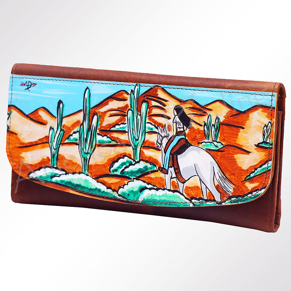 ADBGM112 Hand-Painted Leather Wallet Clutch - Western Design by American Darling
