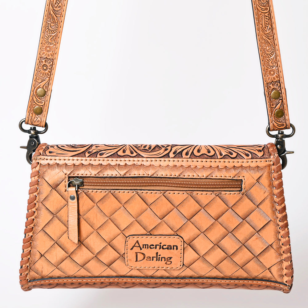 ADBG1134 American Darling Hand Tooled Floral Leather Wallet Bag Clutch & Crossbody Handbag