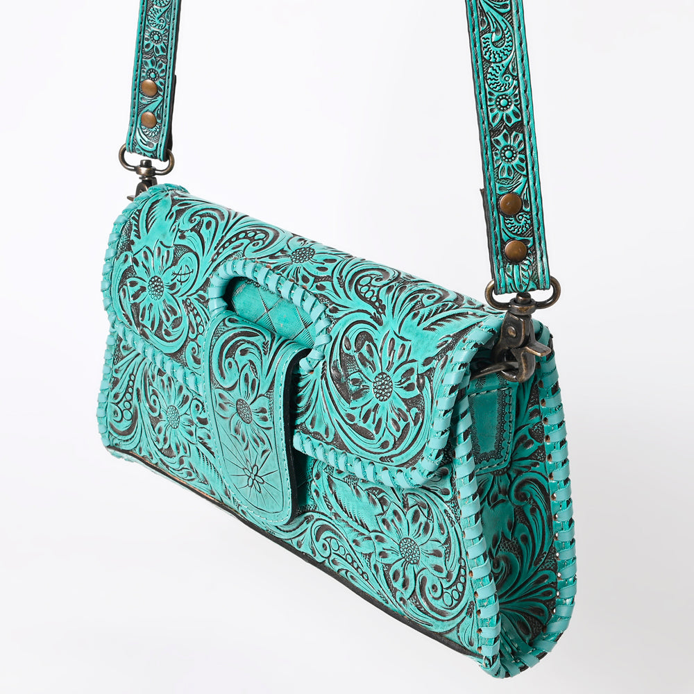 ADBG1134 American Darling Hand Tooled Floral Leather Wallet Bag Clutch & Crossbody Handbag