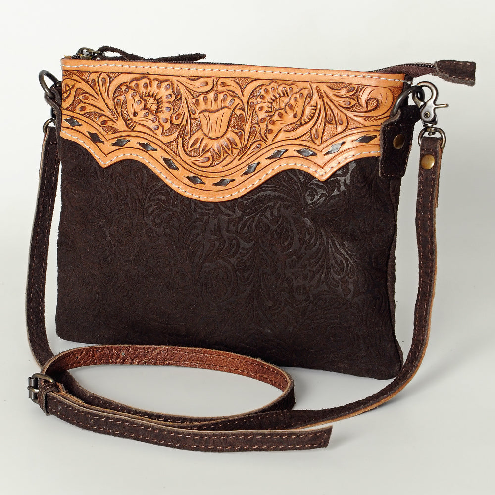 ADBG109 American Darling Hand-Tooled and Floral Embossed Leather Western Crossbody Bag