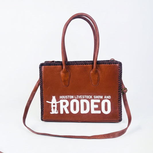 Heritage Rodeo Genuine Leather White Embroidered Tote Bag
