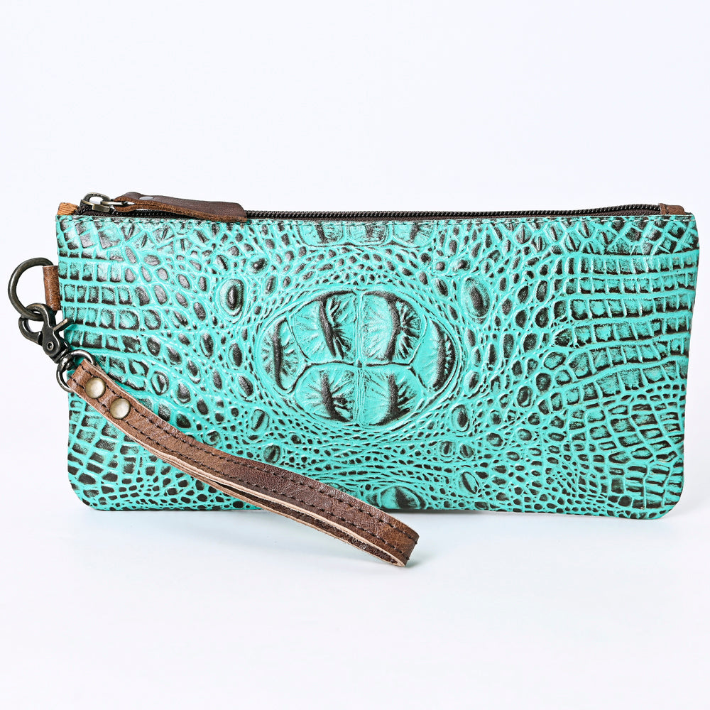 ADBG768 American Darling Handcrafted Embossed Leather Wristlet Zippered Clutch Wallet Bag