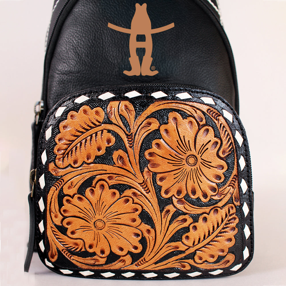 Sunset Rodeo Handtooled and Grain Leather Sling Bag