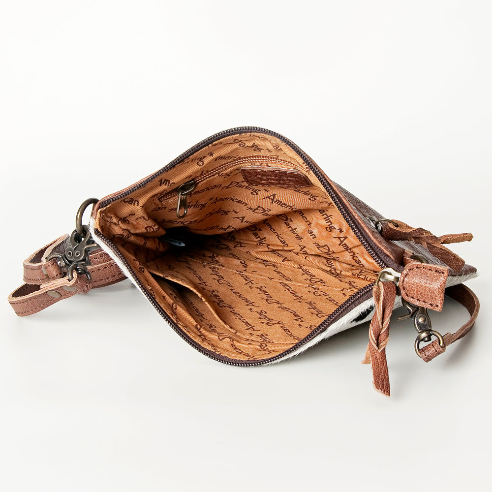ADBG109 American Darling Western Hair-On Cowhide Crossbody Bag with Leather Trim