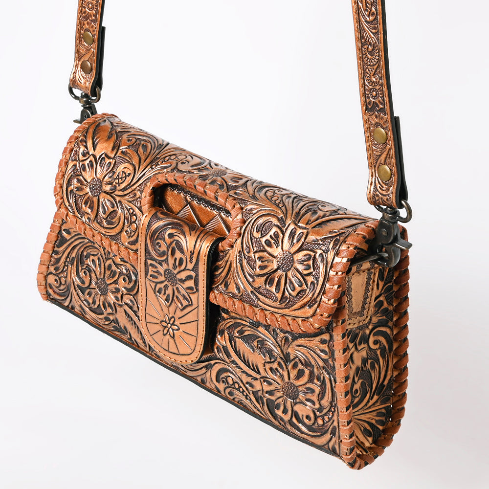 ADBG1134 American Darling Hand Tooled Floral Leather Wallet Bag Clutch & Crossbody Handbag