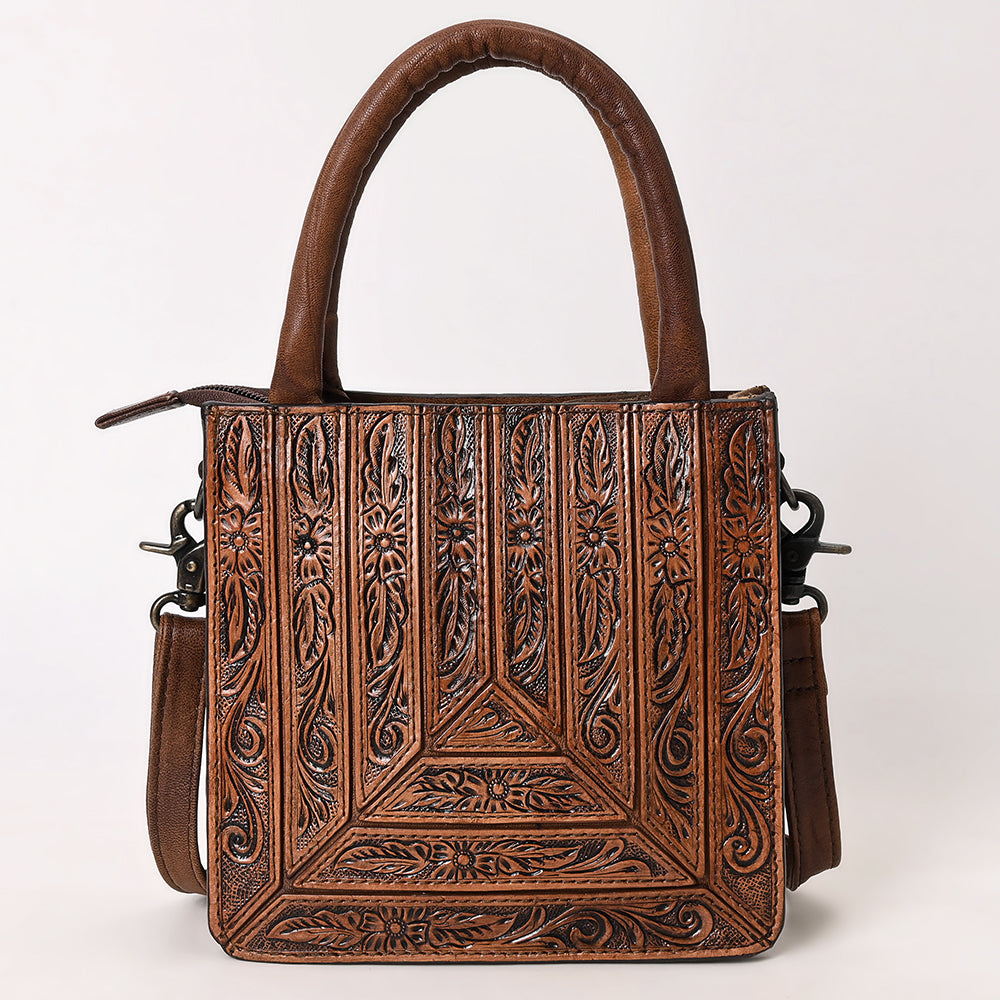 ADBG1608 American Darling Western Genuine Leather Hand-Tooled Tote Bag with Artisan Floral Carving