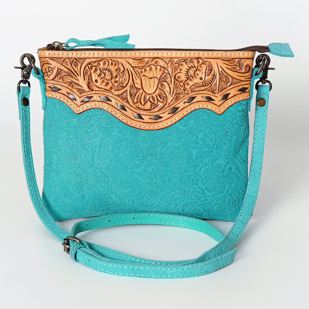 ADBG109 American Darling Hand-Tooled and Floral Embossed Leather Western Crossbody Bag