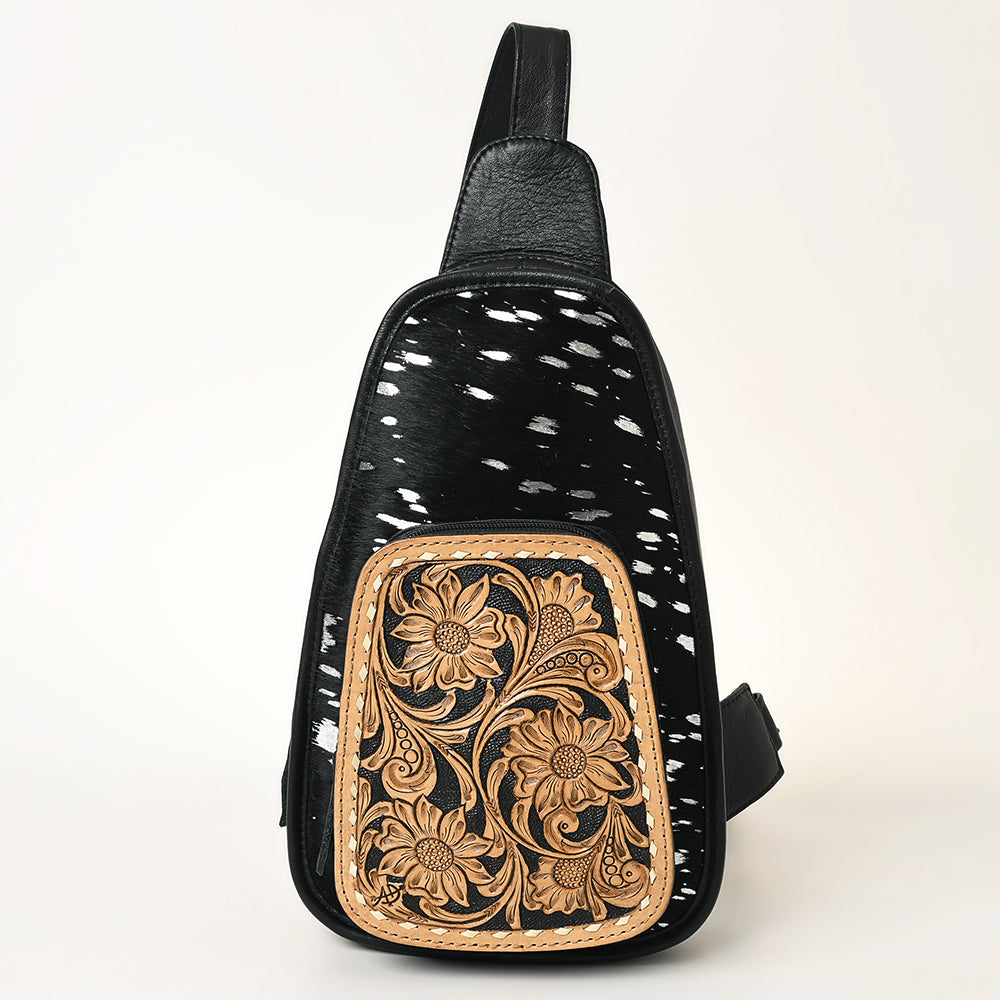 ADBG1146 American Darling Floral Hand Tooled Bag | Hair on Cowhide Sling
