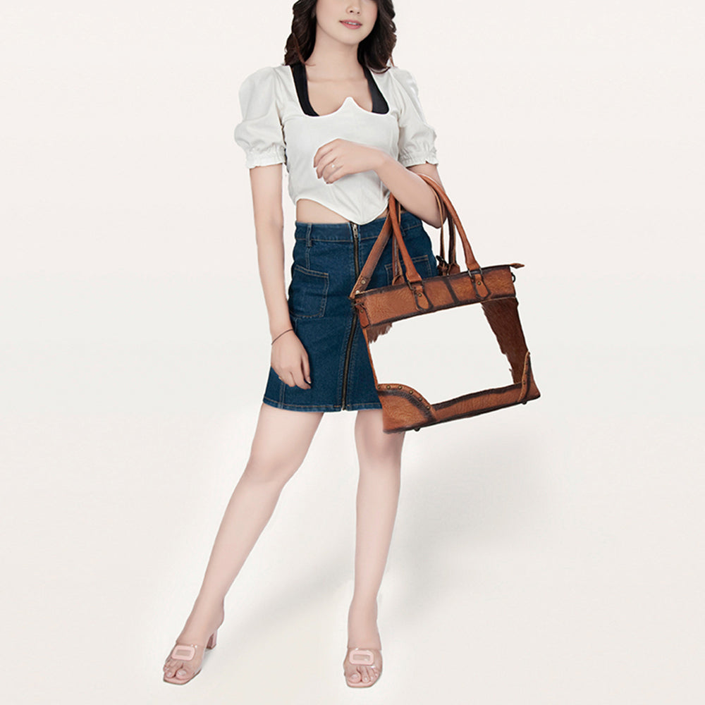ADBG1034 American Darling Hair-On Cowhide Western Tote Bag Genuine Leather Shoulder Purse