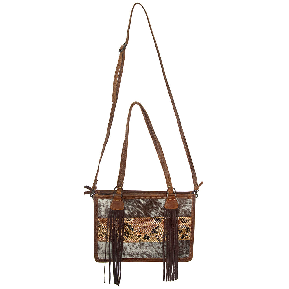 ADBG375 American Darling Handcrafted Hair-On Cowhide Tote Bag with Western Fringes