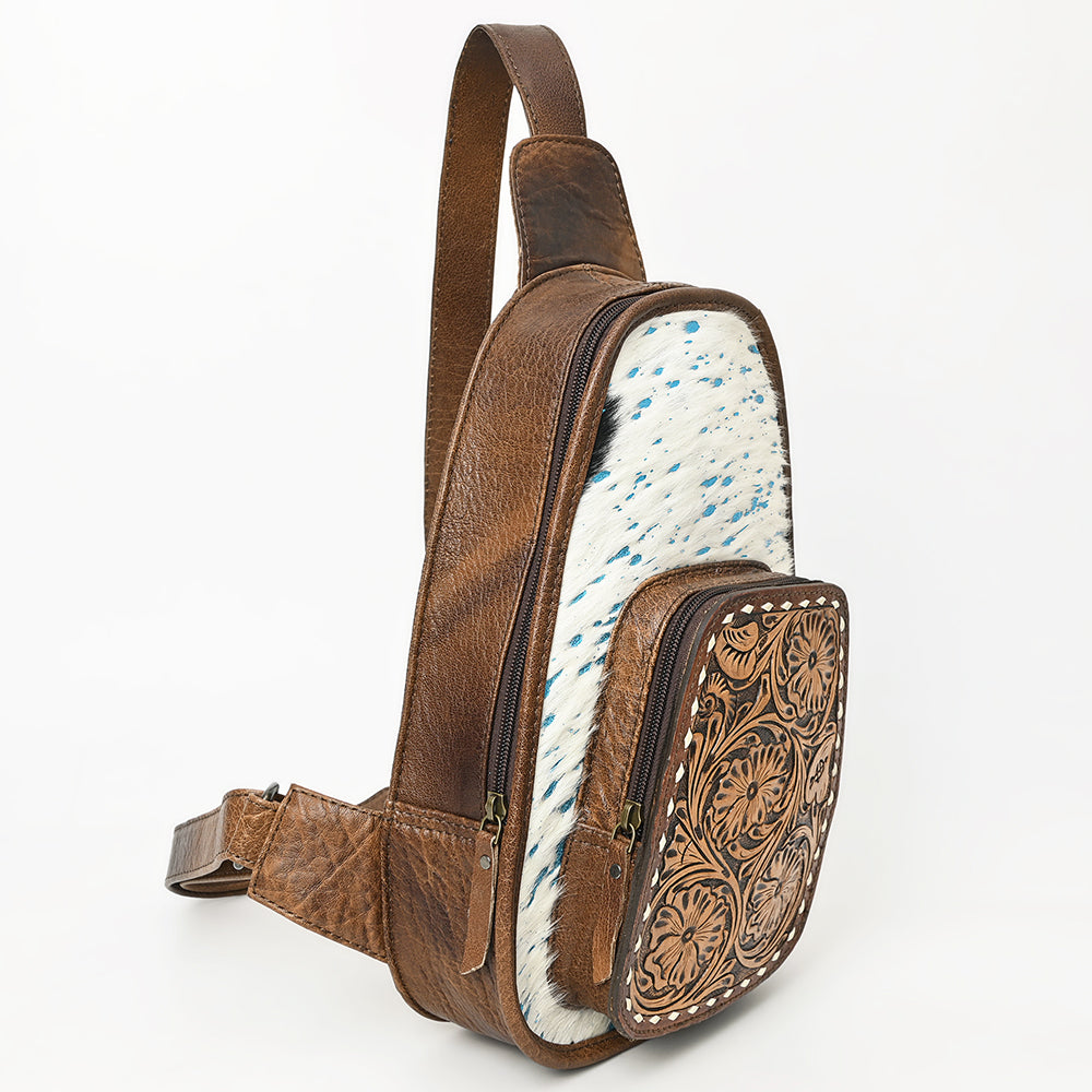 ADBG1146 American Darling Floral Hand Tooled Bag | Hair on Cowhide Sling