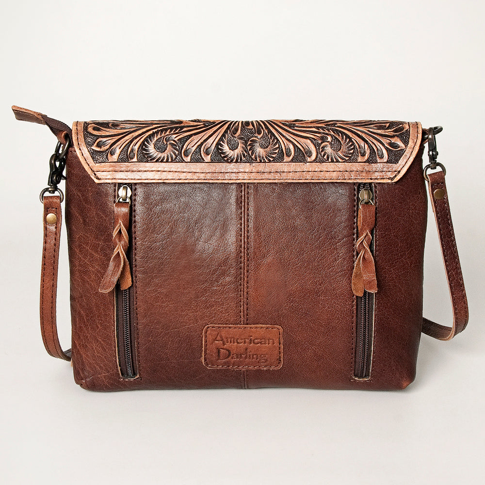 ADBG909 American Darling Handcrafted Hand Tooled Leather Small Cross body Bag with Tassels