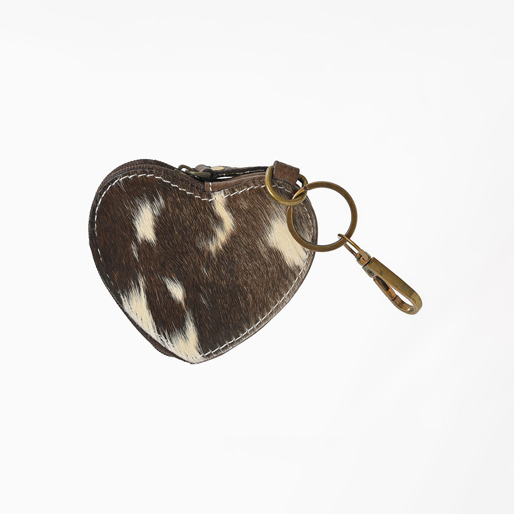ADCHA129 American Darling Genuine Hair-On Heart-Shaped Bag & Coin Purse Keychain