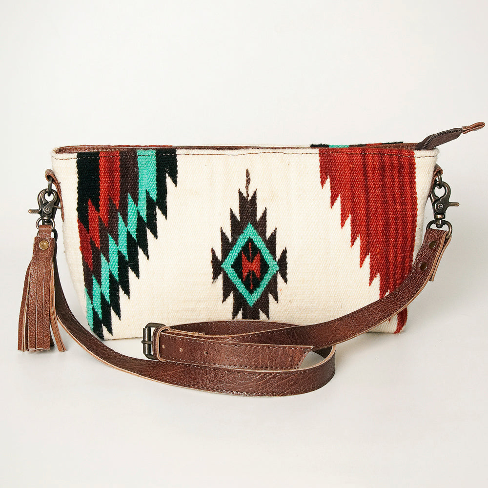 ADBG936 American Darling Western Leather Wristlet Bag with Hand Woven Saddle Blanket