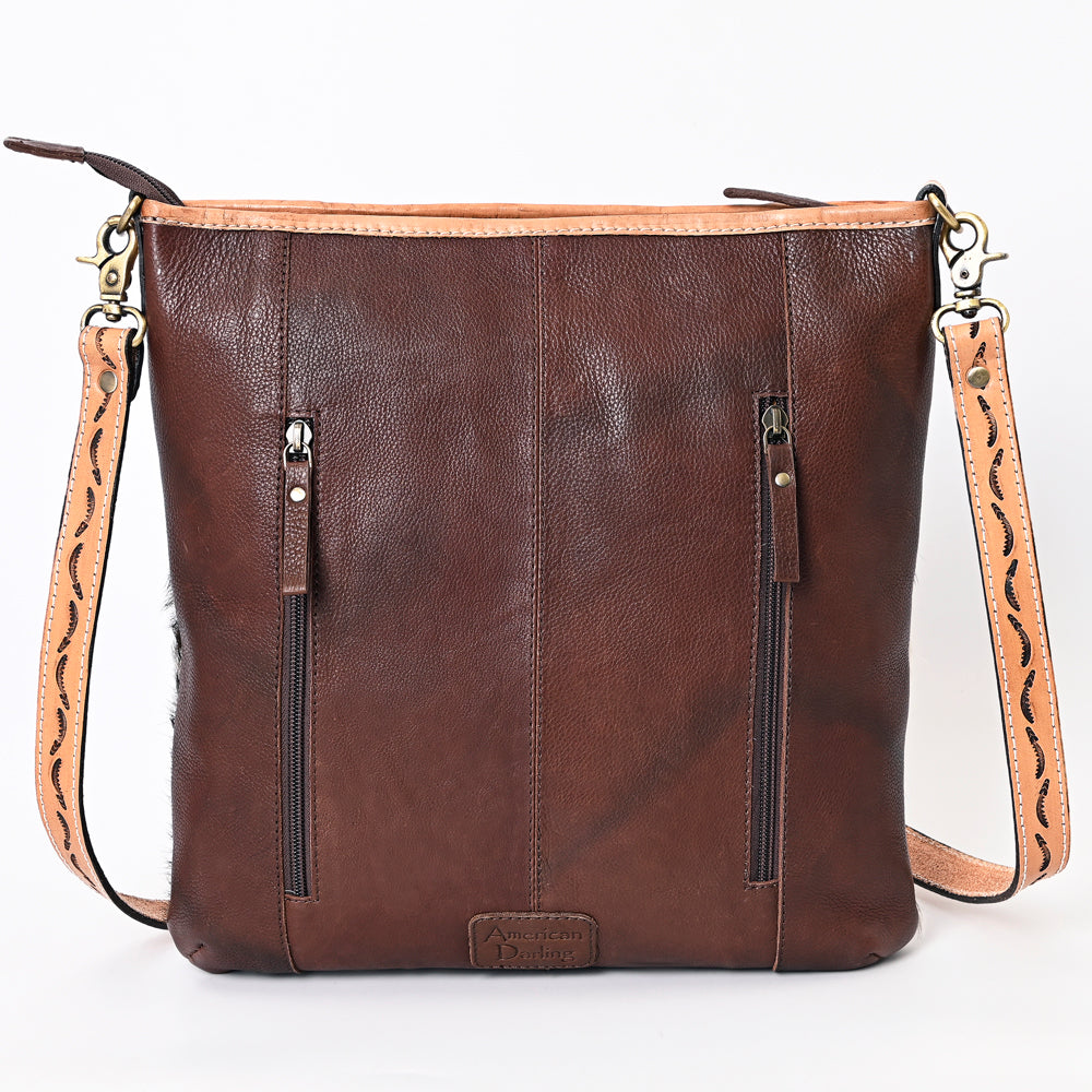 ADBGA343 American Darling Buck Stitched Hair-On Cowhide Hand Tooled Leather Large Cross body Bag