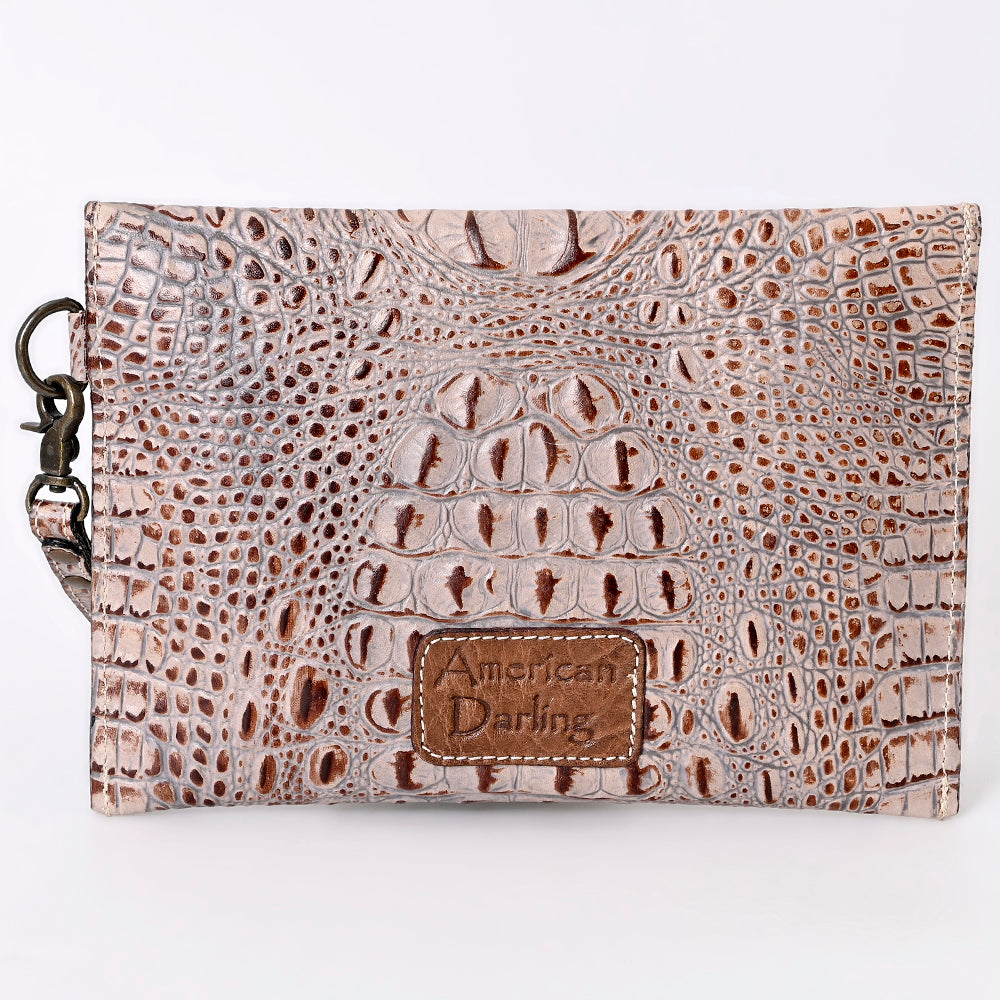 ADBG967 American Darling Crocodile Embossed Western Leather Wristlet