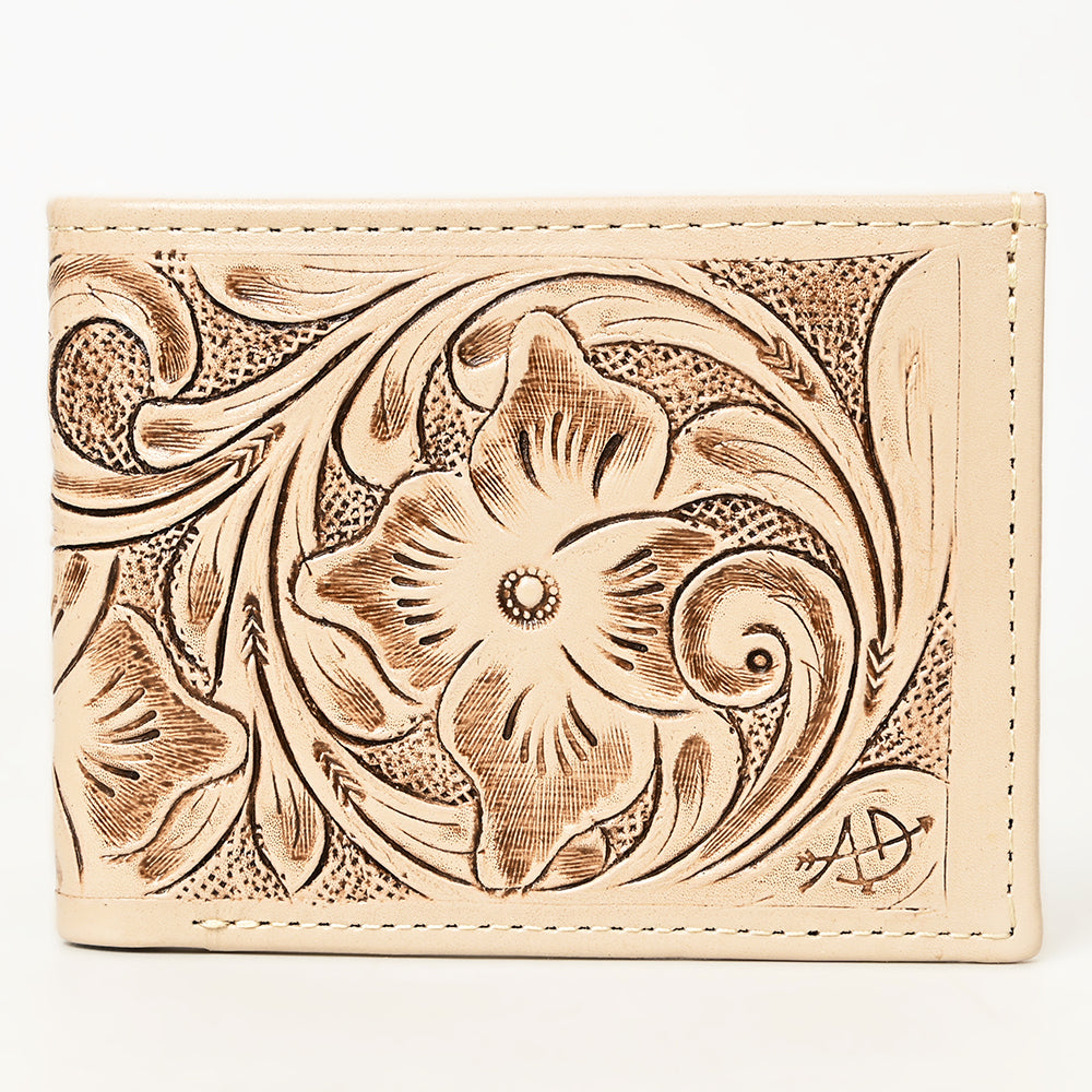 ADBG1236 American Darling Hand Tooled Leather Bifold Wallet -Floral Carved Purse
