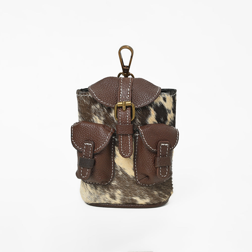 ADCHA122 American Darling Genuine Hair-On Hide Mini Backpack Keychain Pouch