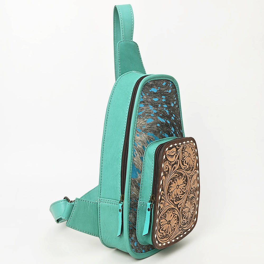 ADBG1146 American Darling Floral Hand Tooled Bag | Hair on Cowhide Sling