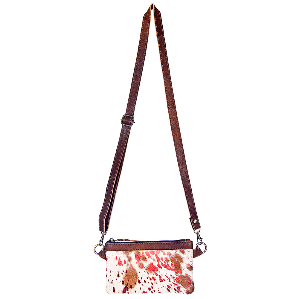 LC-ADBGS142 Hair-On Cowhide Crossbody - Western Fringe Leather Purse