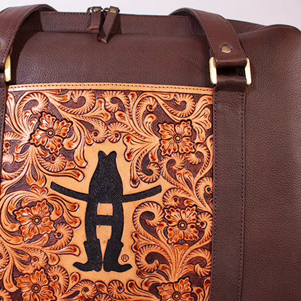 Legacy Rodeo Genuine Leather hand tooled Tooled Briefcase