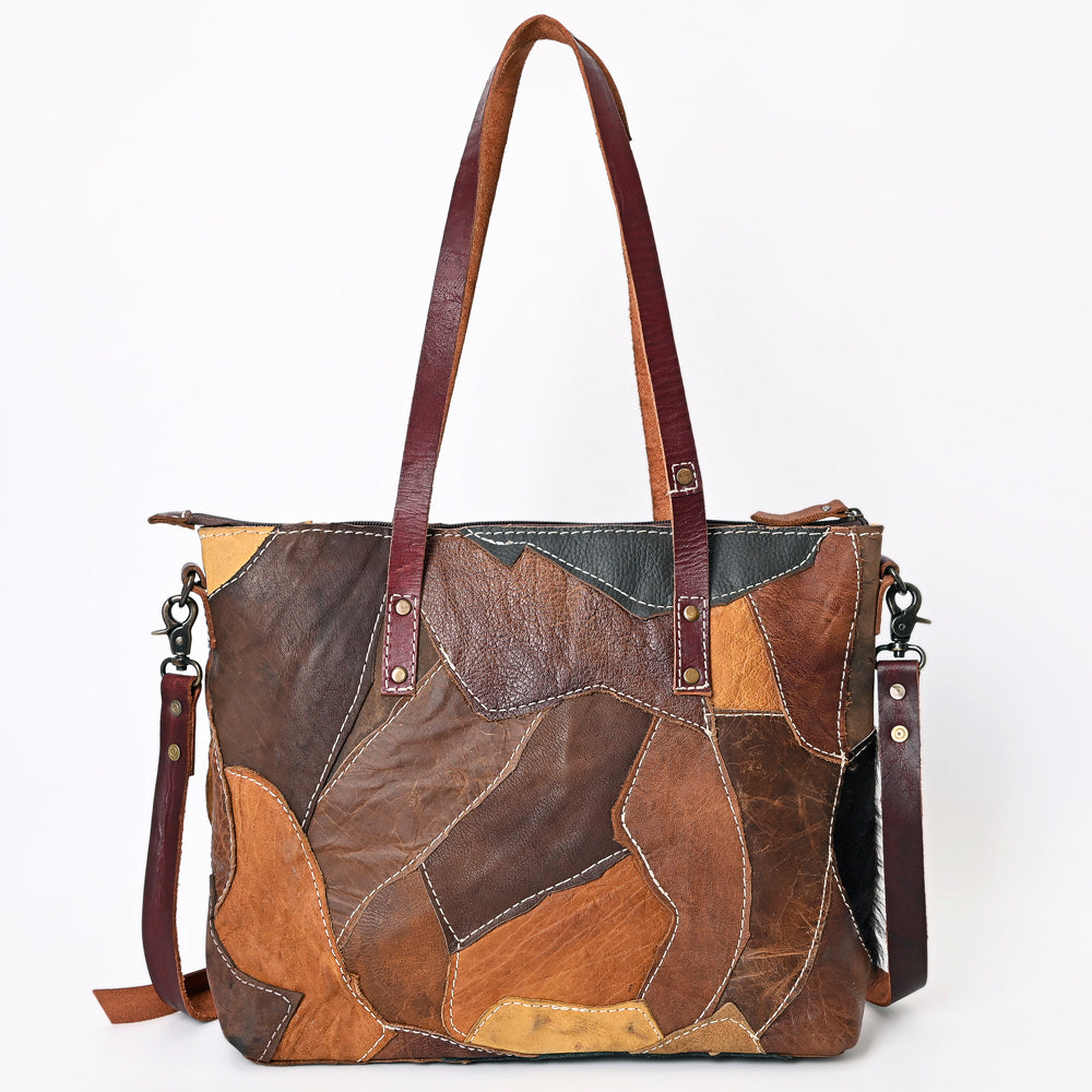 ADBG1053 American Darling Handcrafted Leather Tote Bag Colorful Leather Stripes Western Handbag