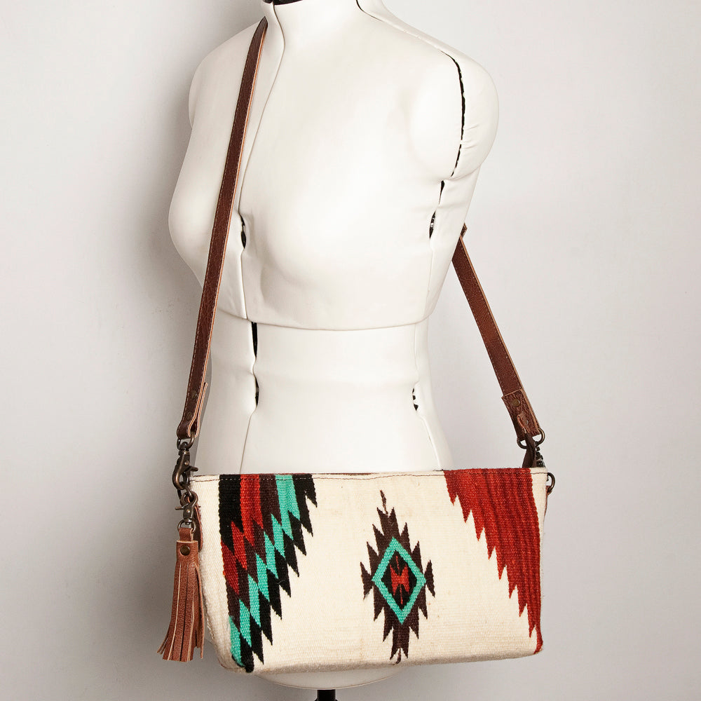 ADBG936 American Darling Western Leather Wristlet Bag with Hand Woven Saddle Blanket