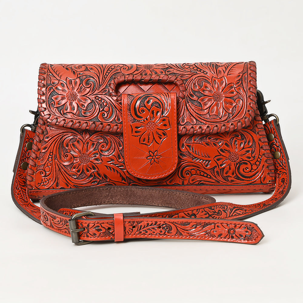 ADBG1134 American Darling Hand Tooled Floral Leather Wallet Bag Clutch & Crossbody Handbag