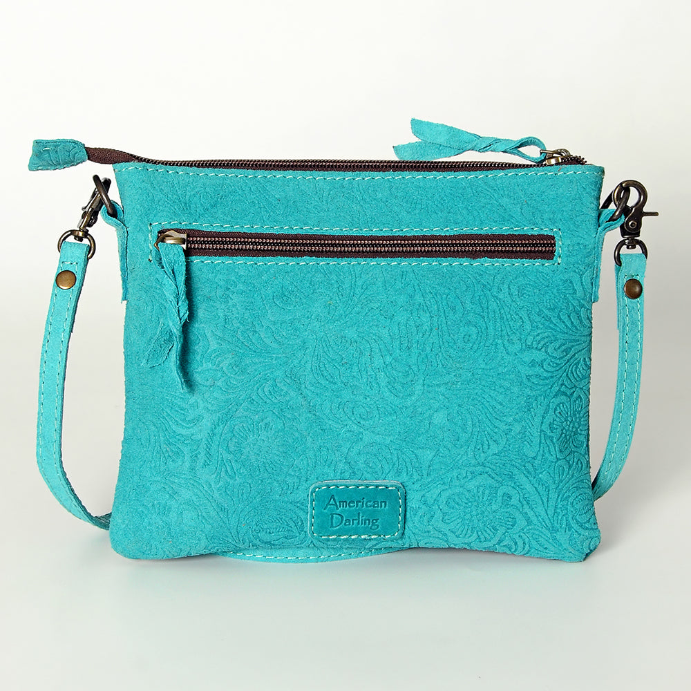 ADBG109 American Darling Hand-Tooled and Floral Embossed Leather Western Crossbody Bag