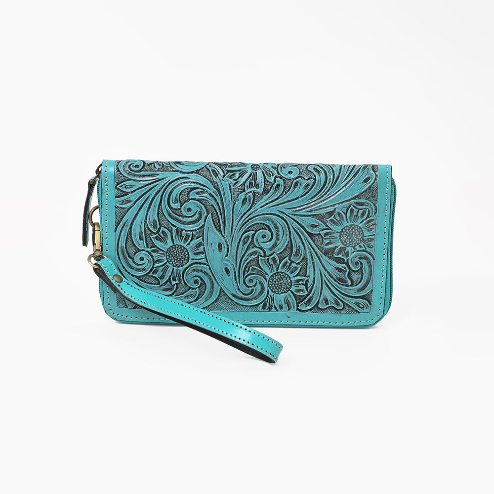 ADBG1140 American Darling Hand-Tooled Western Leather Clutch Bag - Genuine Carved Artisan Women Wristlet