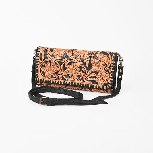 ADBG1280 American Darling Tooled Leather Crossbody Wallet -Braided Western Bag