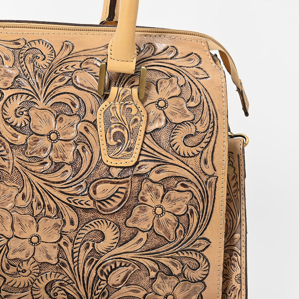 ADBG1483 American Darling Hand-Tooled Leather Duffel Bag | Floral Carved Travel Carryall