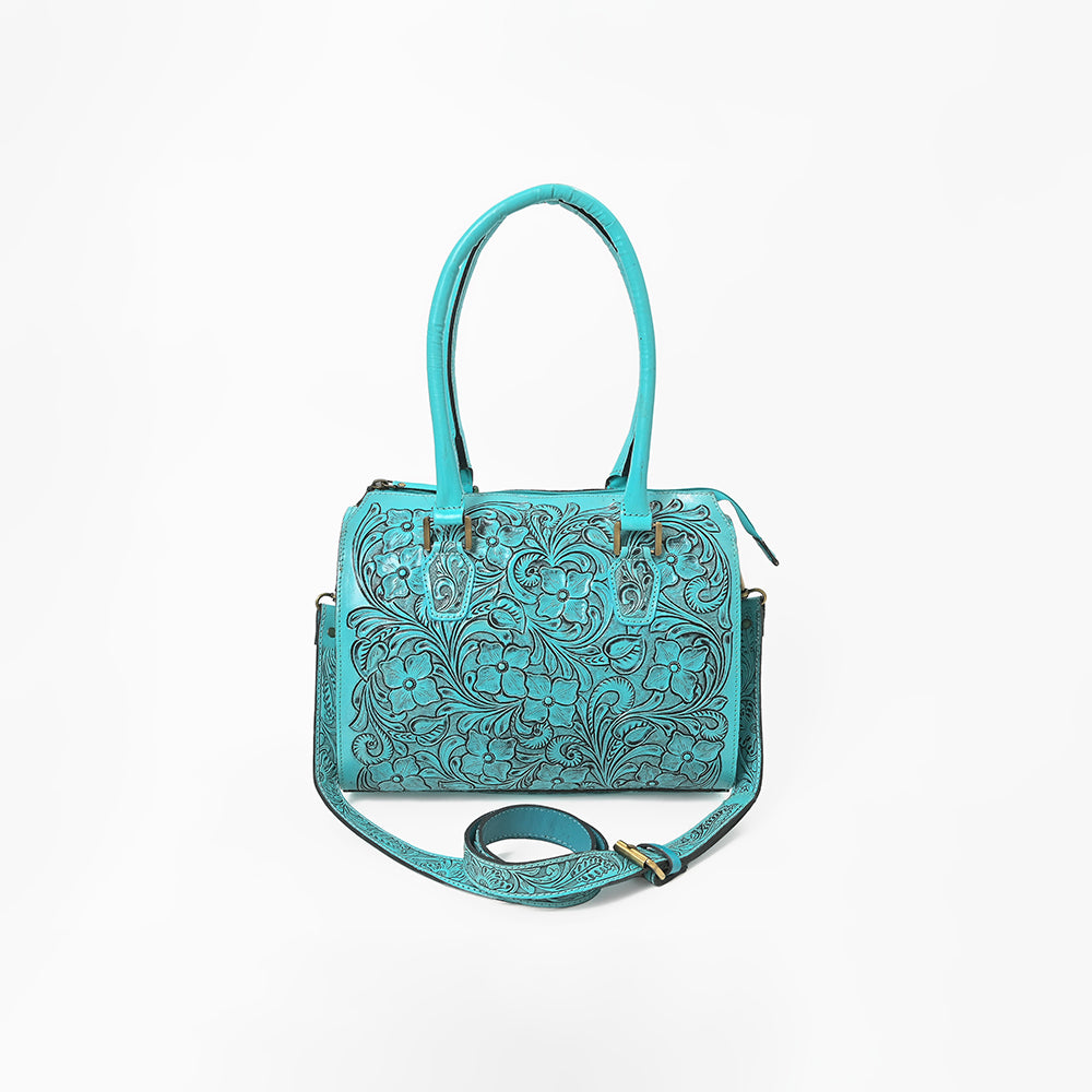 ADBG1483 American Darling Hand-Tooled Leather Duffel Bag | Floral Carved Travel Carryall