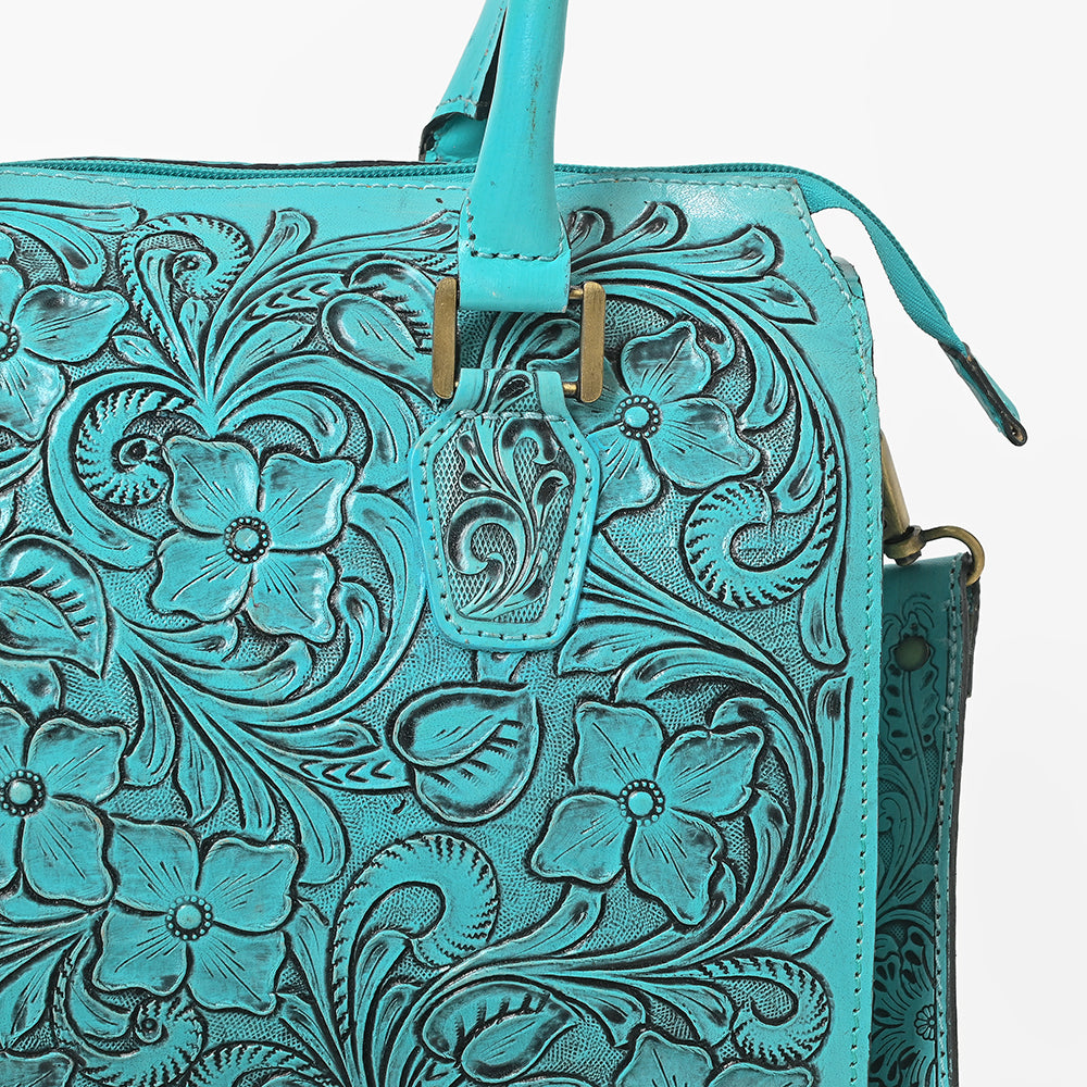 ADBG1483 American Darling Hand-Tooled Leather Duffel Bag | Floral Carved Travel Carryall