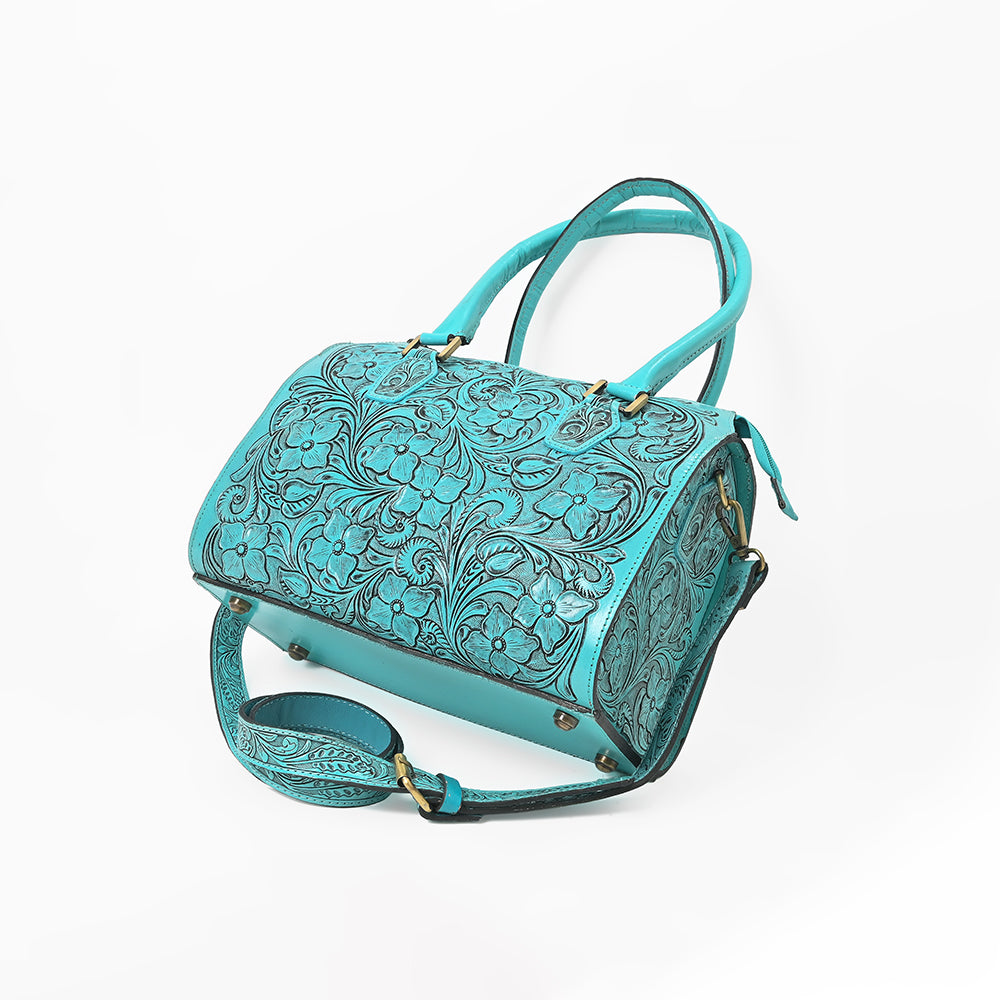 ADBG1483 American Darling Hand-Tooled Leather Duffel Bag | Floral Carved Travel Carryall