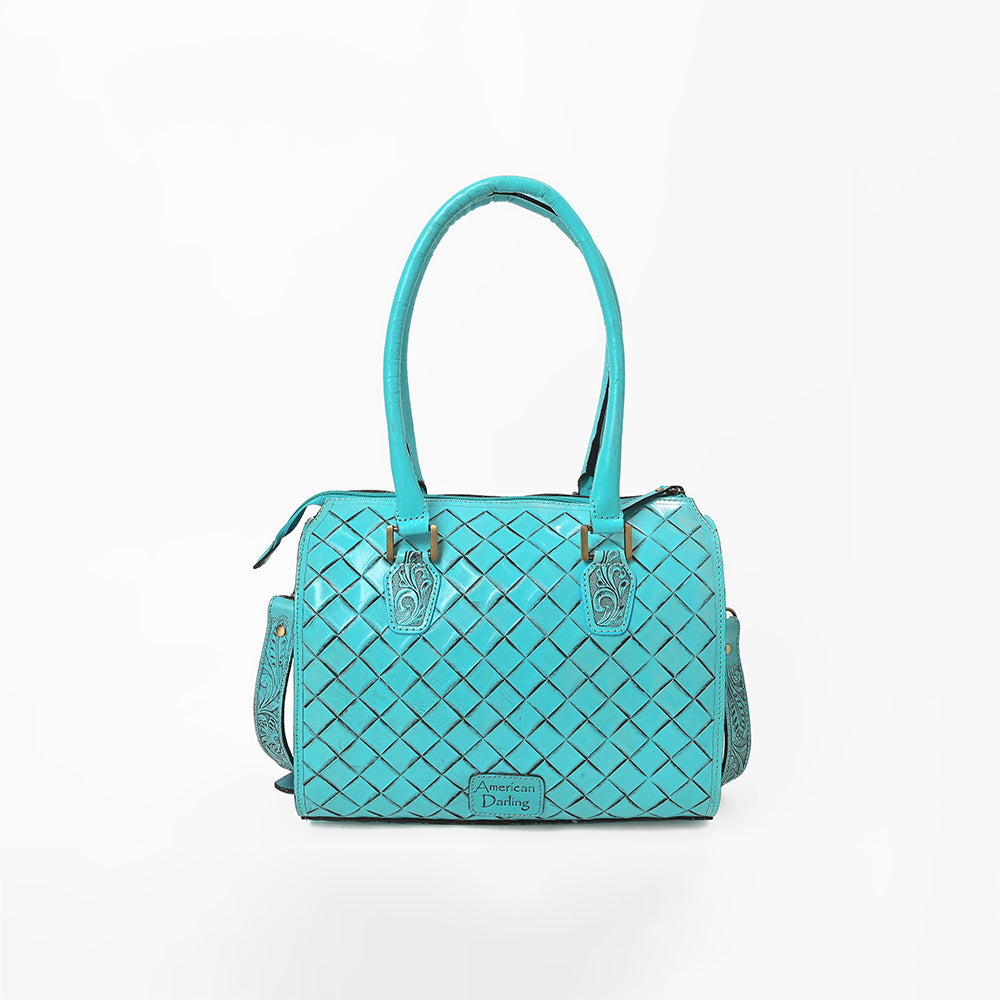 ADBG1483 American Darling Hand-Tooled Leather Duffel Bag | Floral Carved Travel Carryall